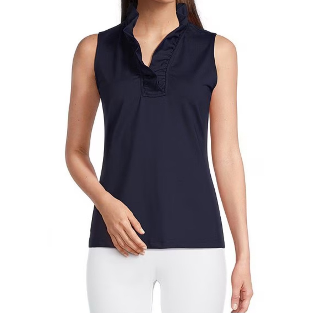 J. McLaughlin Black Mandarin Collar Tank Top